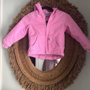 Carhartt Toddler Girls 4T Pink Duck Canvas Sherpa Lined Jacket Coat Hooded